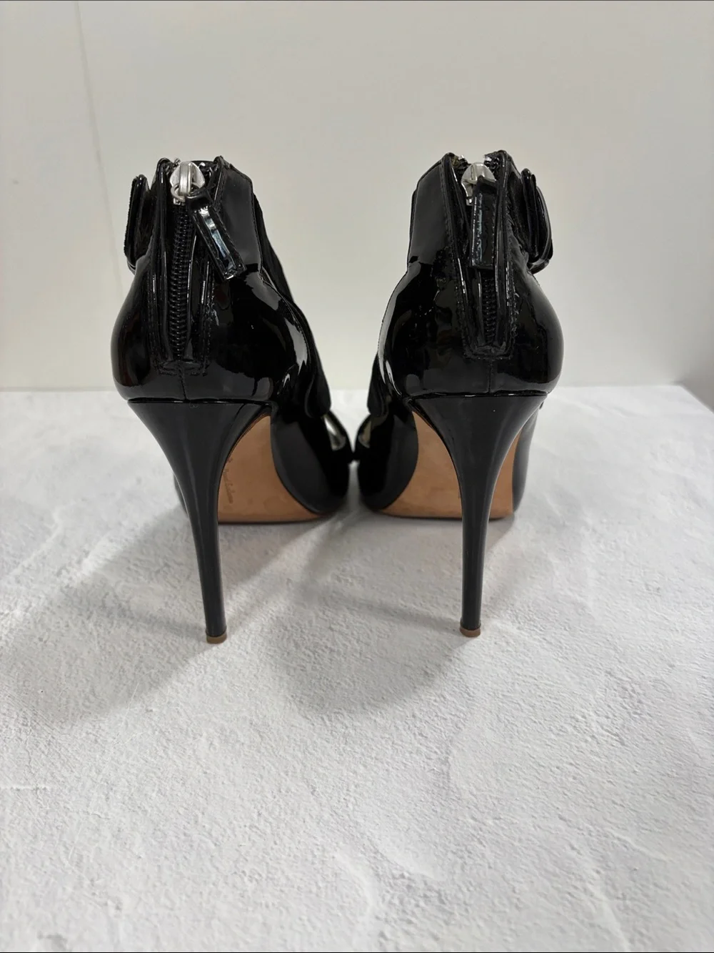 Black Velvet & Patent Leather Cutout High Heel Sandals 10.5